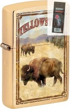 Zippo 08304 Yellowstone National Park Buffalo Brass Lighter + FLINT PACK