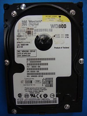 Western Digital WD800BB-22FJA0 IDE 80GB Hard Drive DCM: DSBHCTJCH Tested