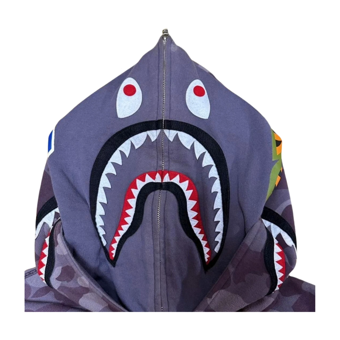 A BATHING APE (BAPE) Felpa con cappuccio doppio squalo A Bathing Ape taglia XL full zip usata