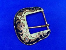 Pink Rhinestone Accented Green Color Cowgirls Ranger Style Belt Buckle