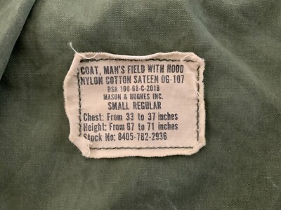 VTG Old M65 OG107 Green Field Coat Jacket OD Mason & Hughes S-R US