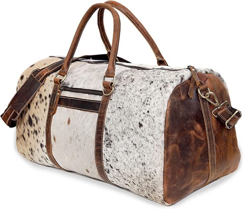 Leather Duffel Luggage Sports Weekender Cowhide Handmade Overnight Bag for Mens - Picture 2 of 6