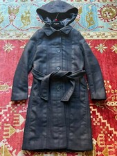 Nwt Maje Long Wool/cotton Blend Parka, Detachable Hoodie Charcoal/black 36, Xs/s