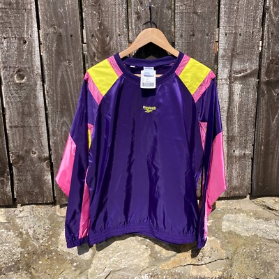 Reebok Classic Twin Vector Crewneck Pullover M lila gelb pink Track Top Retro