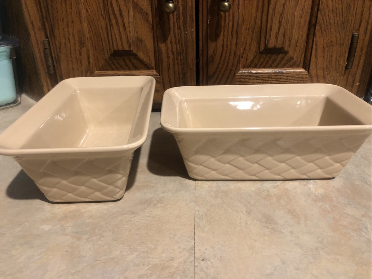 NEW In Box Set of Tastefully Simple Ceramic Mini Loaf Pans
