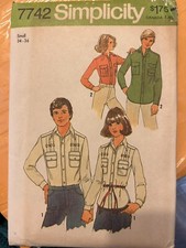 Vintage 70 s Simplicity 7742 Men s shirt Pattern Size Small 34-36