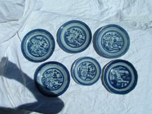 ANTIQUE 19THC. GROUP (6) CHINESE CHINESE CANTON PLATES
