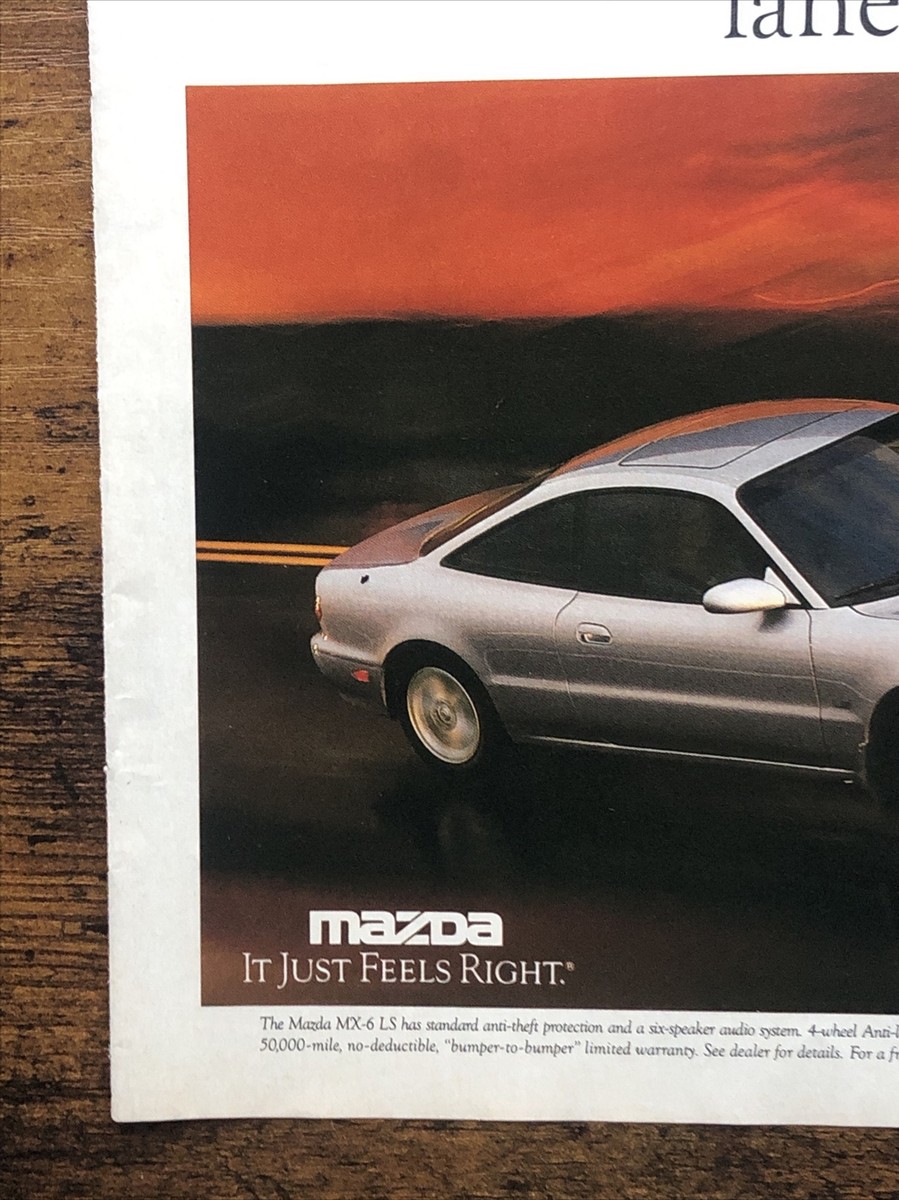 1994 Mazda MX6 PRINT AD Beauty Grows Each Passing Lane VTG 1990s
