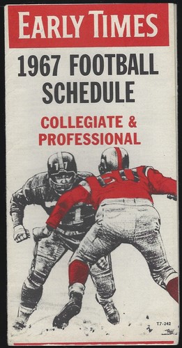 1967 Early Times Whiskey College/Pro Football Pocket Book Schedules