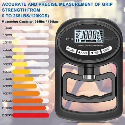 265 Lbs / 120Kgs Hand Dynamometer Grip Strength Trainer-Electronic Hand Grip Neu
