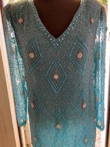 aqua blue silk blouse