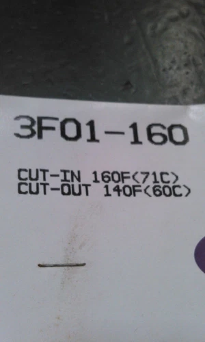 GLOBAL 3F01-160, SNAP DISC FAN LIMIT CONTROL; IN@ 160°,OUT @ 140°, LOT OF 2