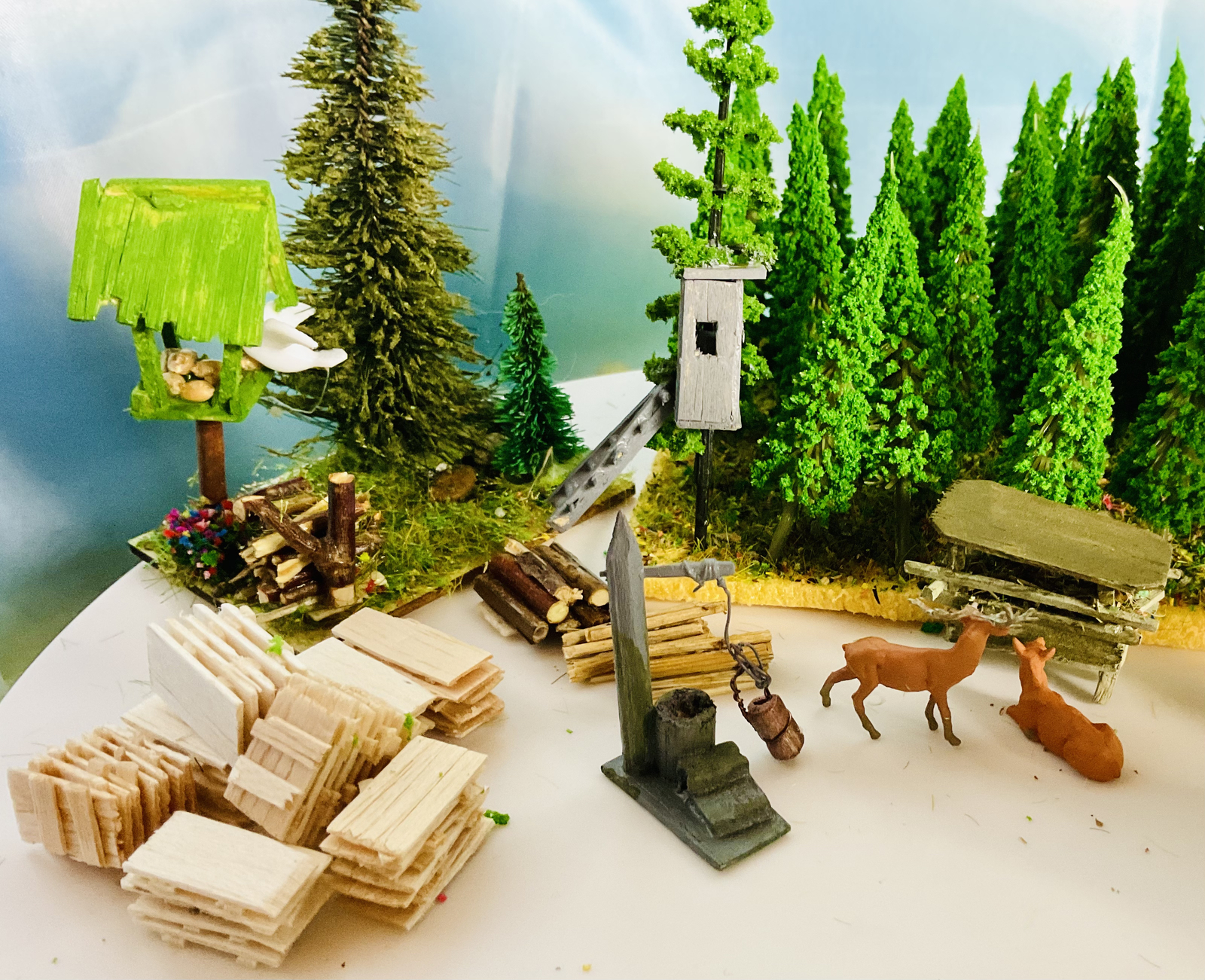 Zubehör für den Modell- und Krippen Bau - handgefertigtes Zubehör+30 Bäume (9)