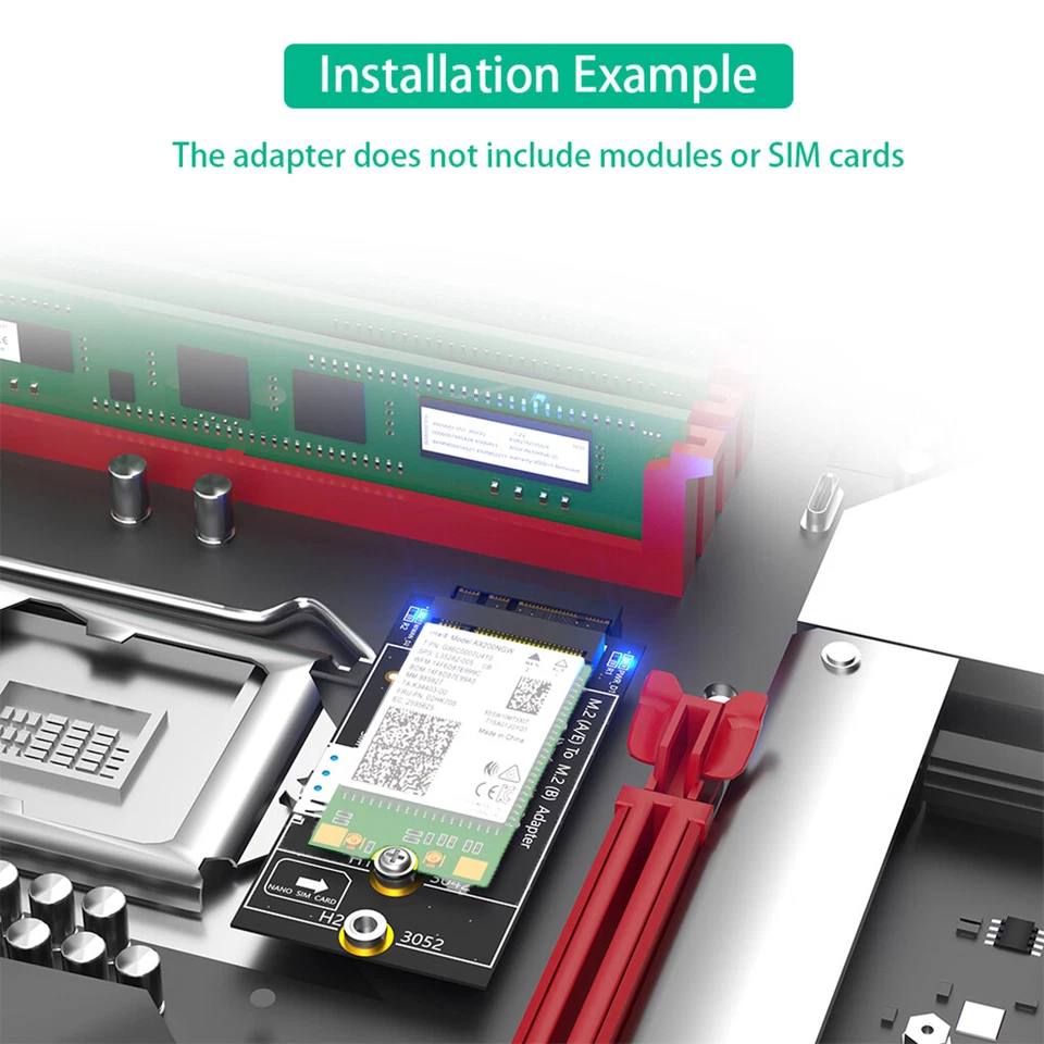 M.2 Key B to A+E Adapter Card with NANO SIM Card Slot for 3G/4G/5G LTE Module - Bild 4 von 4