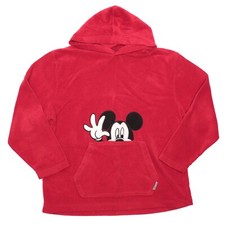 Vintage Mickey Mouse Sweatshirt Mens size L Red Fleece Hoodie Jerry Leigh 1990s