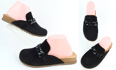 NEW! Vionic Georgie Suede Leather Mules Black Sz 8