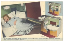 SOUTHERN BELLE Streamline RAILROAD - ROOMETTES - ca1940s LINEN Postcard 