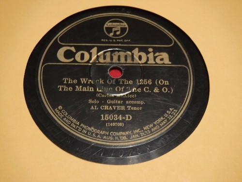 Al Craver Vernon Dalhart 78 RPM 1925 Columbia 15034-D Rovin' Gambler Wreck 1256 - Imagen 2 de 5