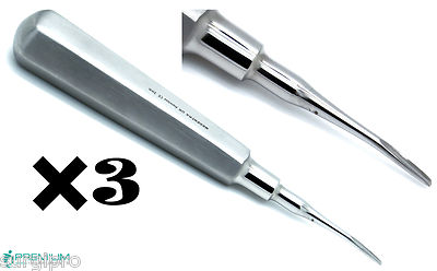 3× Dental Elevator Curved Tip 2mm Root Luxating Premium Surgical Instruments