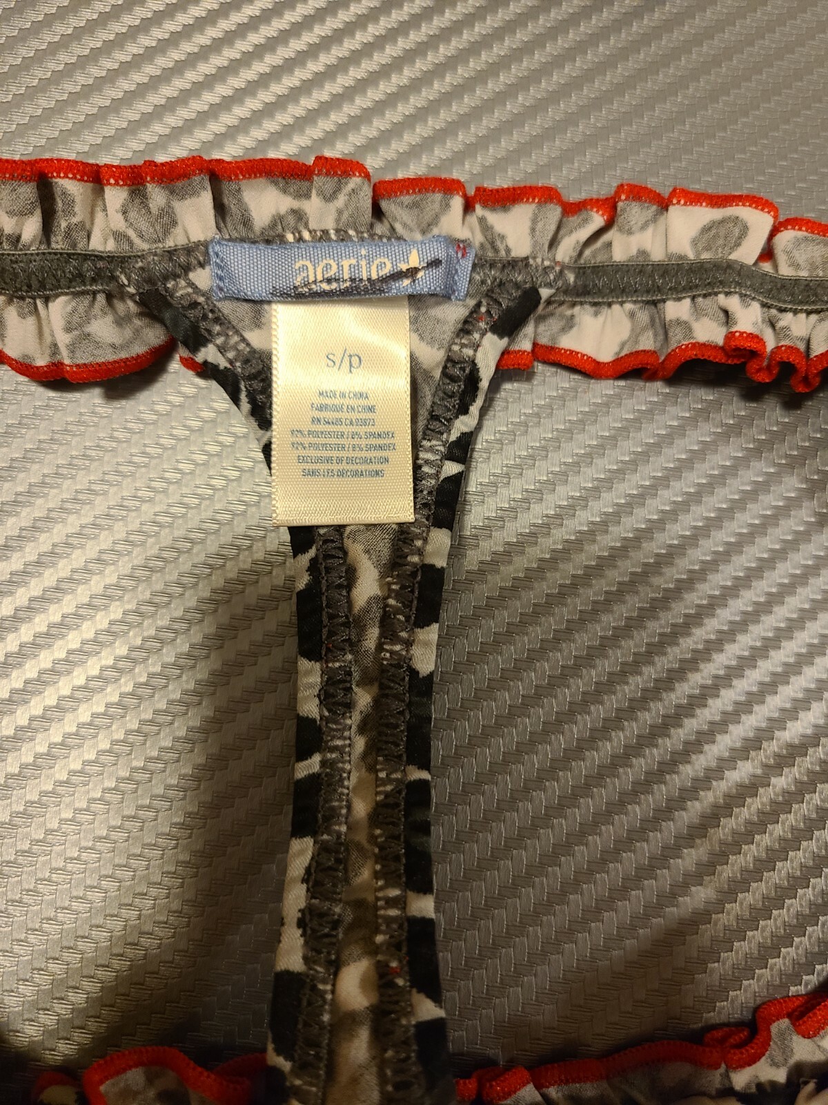 New American Eagle Aerie Small Silky Ruffle Thong Panty Panties Leopard