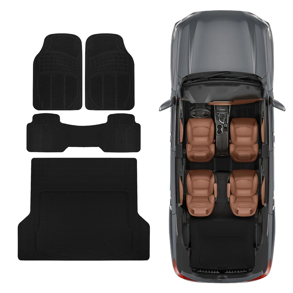 Tapetes de assoalho de borracha preta conjunto forro de carga para carro SUV caminhão - Ridgeline HD 4 peças conjunto - Imagem 2 de 4