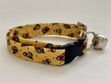 CHERRIES ON YELLOW PRINT ADJUSTABLE BREAKAWAY CAT COLLAR