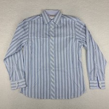 Ted Baker Endurance Shirt Men 16 Blue Striped Superfine Cotton Dress Button Up 