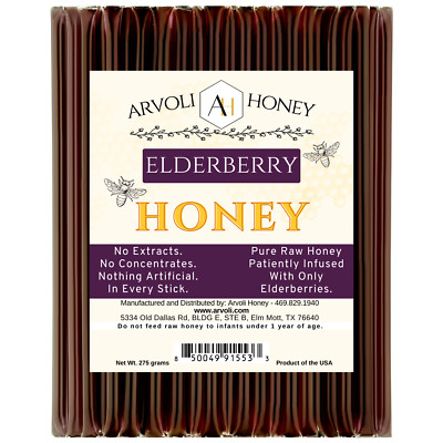 Elderberry infused Honey Sticks (50 pack) - ALL Natural
