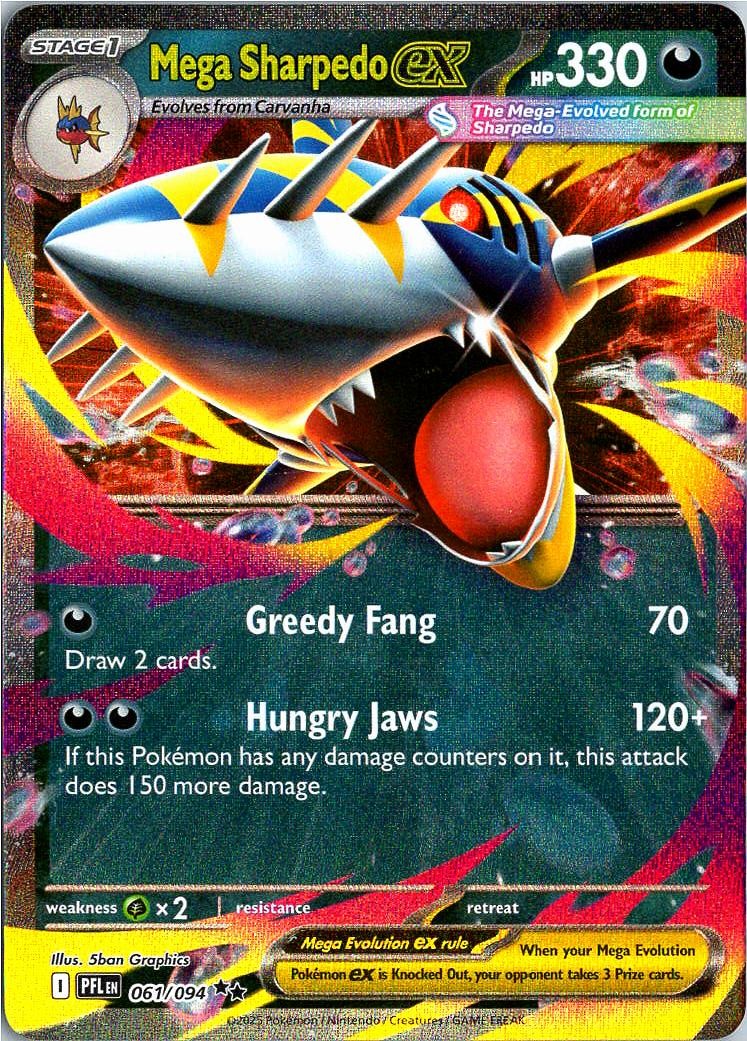 Mega Sharpedo ex 061/094 Double Rare Phantasmal Flames Pokemon Holo Near Mint