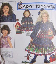 NEW VTG DAISY KINGDOM PATTERN 9384 3 dresses 3-6 doll dress buy more save