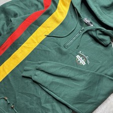 Vintage Nautica Competition Green 1/4 Zip Racing Stripe Hoodie Adult Large