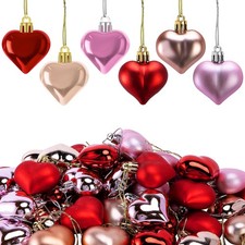 60Pcs Valentine's Day Heart Ornaments-Valentine's Mother's Day Heart Baubles ...
