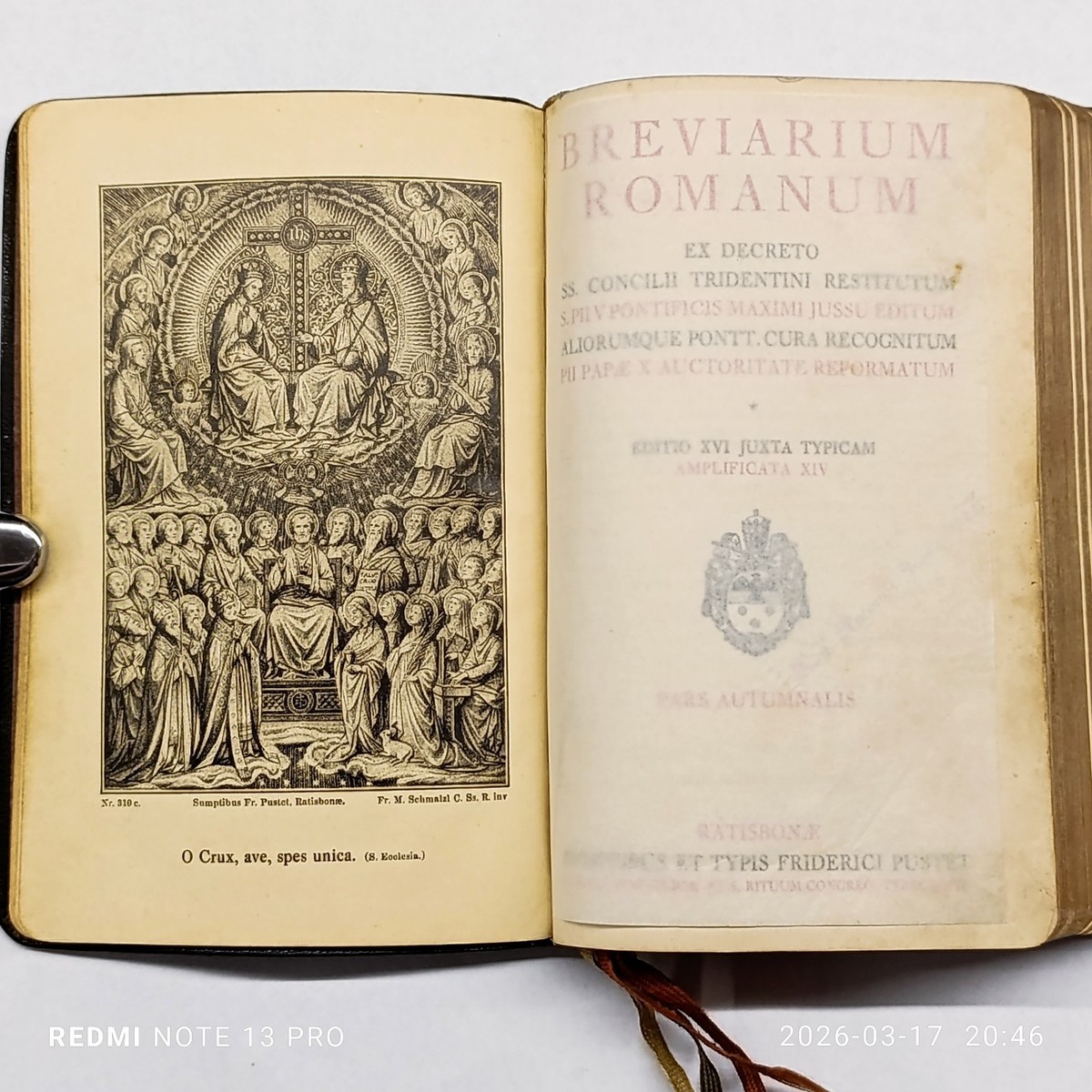 革表紙の本1894年Breviarium Romanum ローマ日課書/K586 Antique Breviarium Romanum Latin Catholic Breviary Pars Autumnalis