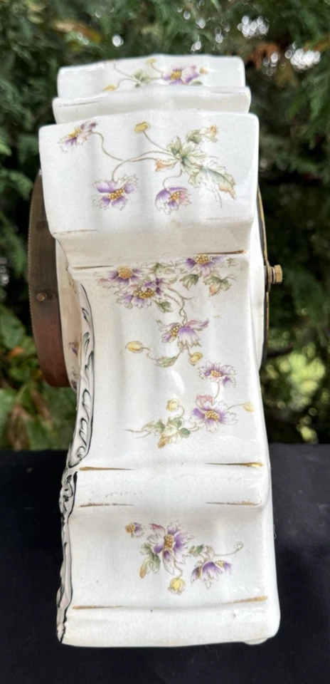 Антикварные фарфоровые мантийные часы Ansonia 1895 - 1905 гг. - РАБОТАЮТ ХОРОШО - СМ. ВИДЕО - Изображение 4 из 4