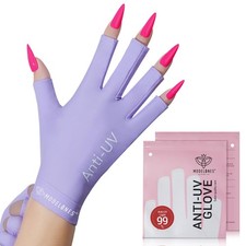 modelones UV Gloves for Gel Manicures, UPF99+ Anti-UV Protection, Purple