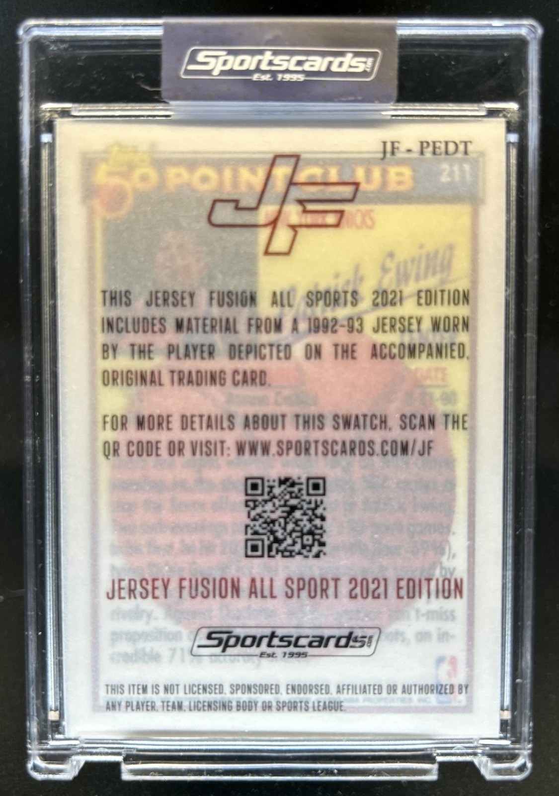 1992-93 Topps Patrick Ewing Game Used Jersey Fusion Knicks view 2