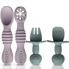 4pc Silicone Baby Spoons Self Feeding Baby Utensils 6-12 Months - 3 Baby Spoo...