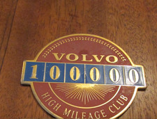 Vintage VOLVO 100000 High Mileage Club Emblem Red Brass Collectable