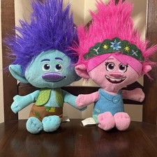 Dreamworks Trolls World Tour Small Plush Stuffed Lot Of 2 Branch Poppy 8"