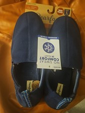 Dearfoams Mens Memory Foam Comfy Slippers Total Comfort Black Size Wide 11/12
