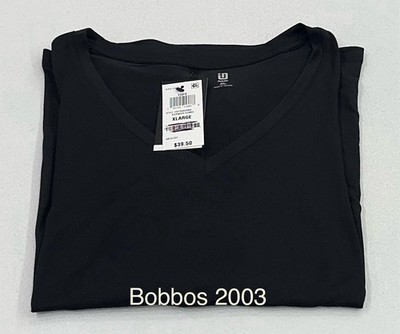 Ideology Women's Heathered Short-Sleeve V Neck Tee, Black, Size XL
