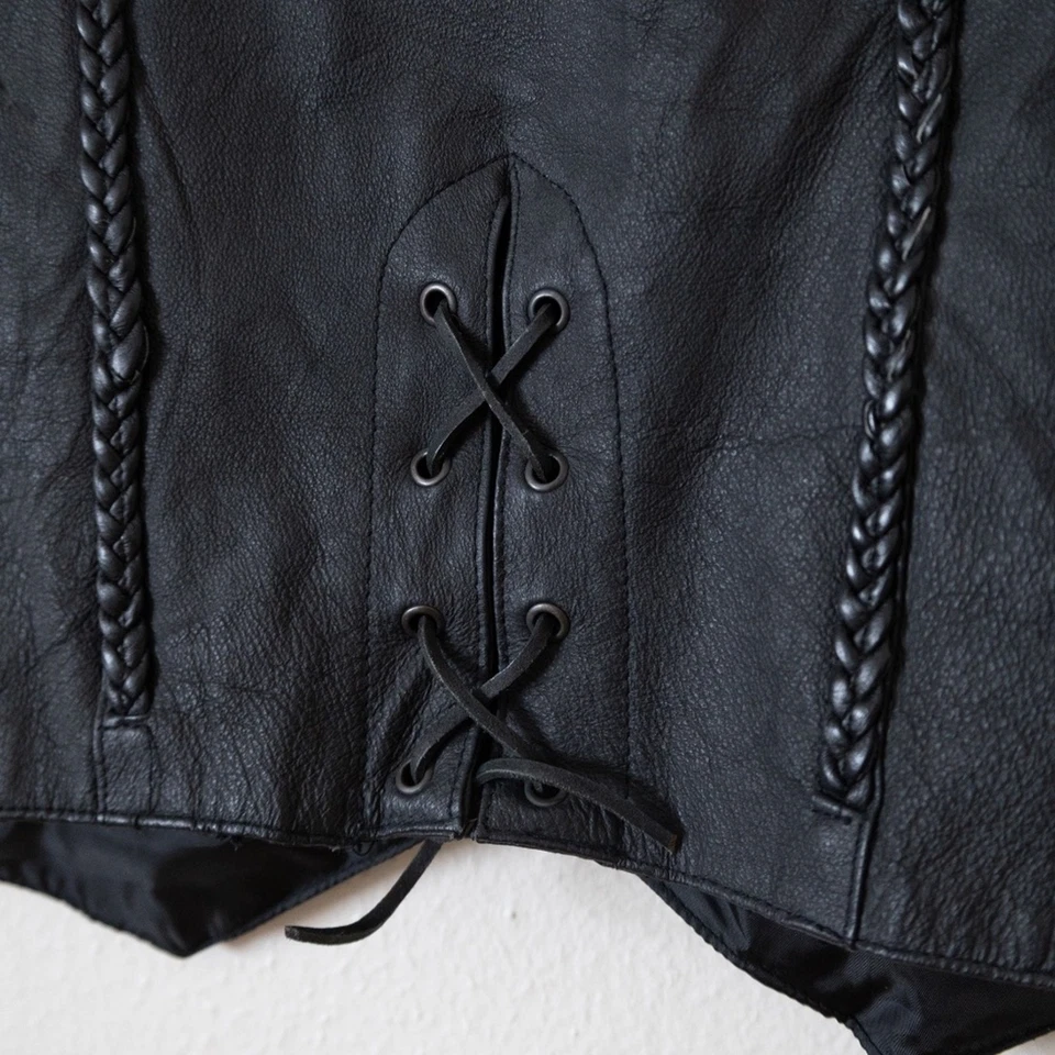 USA Extreme Biker Braided Leather Vest - Image 4 of 4