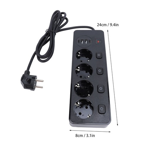 Prise De Courant 4 Pièces à 2 Broches Multiprise Multifonctionnelle 3250W Pour - Afbeelding 5 van 12