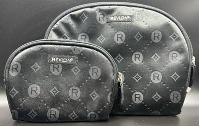 Revlon Kosmetiktasche schwarz 2er Set Kosmetikbeutel mit Reißverschluss Kulturbeutel
