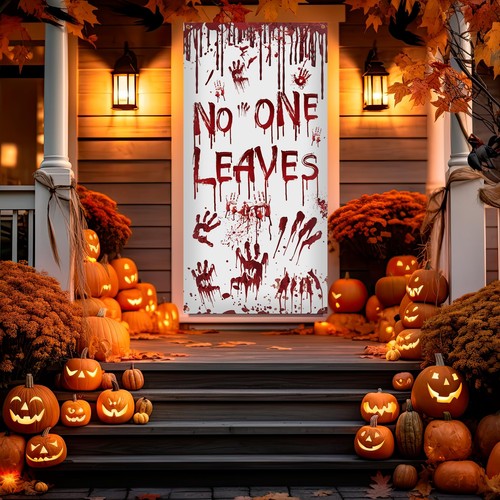 Decorazione copriporta Halloween insegna porta anteriore striscione forniture festa bomboniera - Foto 2 di 7