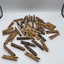 Vintage Wooden Clothes Pins Spring Loaded Clip Hanging Crafts Decor Lot/45