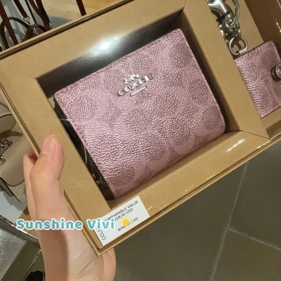 NWT Coach Boxed Snap Wallet and Picture Frame Bag Charm CCL93 pink