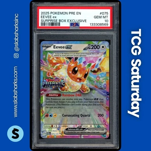 2025 POKEMON PRISMATIC EVOLUTIONS SURPRISE BOX PROMO #075/131 EEVEE EX PSA 10