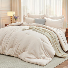 7 Pieces King Comforter Set, Soft Bed in a Bag King Size, All Season Bedding Set