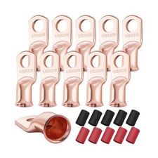 XHF 10PCS 1/0 AWG-3/8 Heavy Duty Battery Lugs with 3:1 Heat Shrink Tubing UL ...